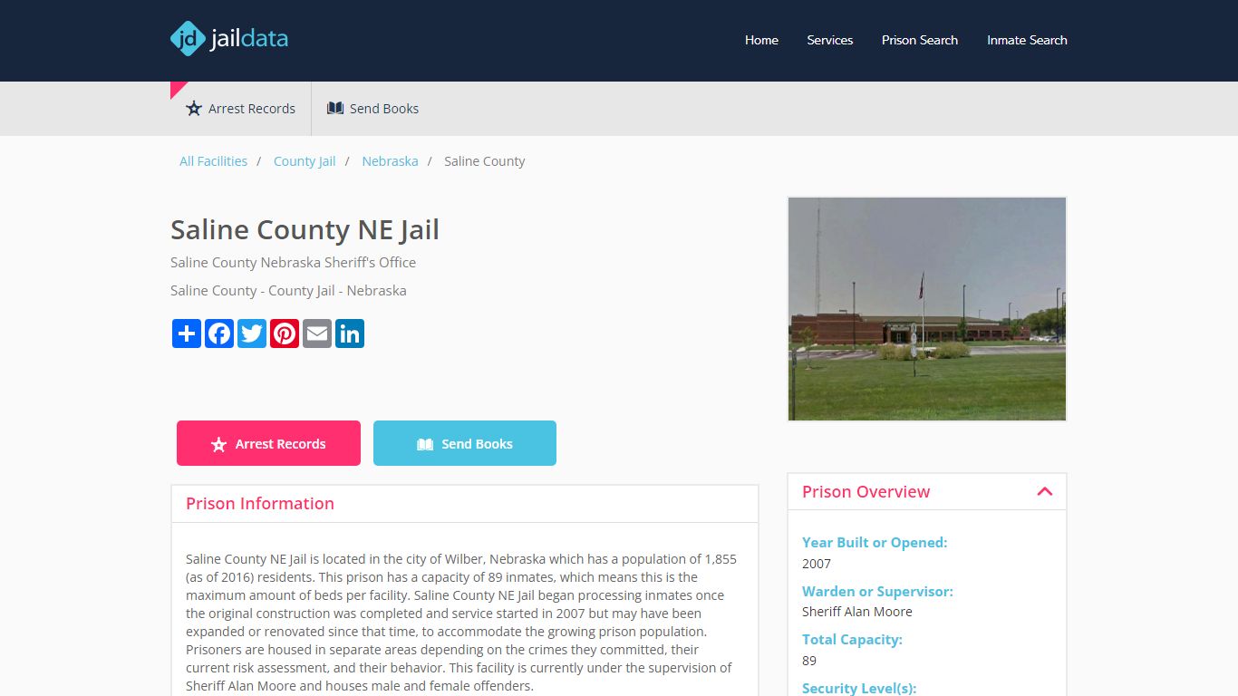 Saline County NE Jail Inmate Search and Prisoner Info - Wilber, NE